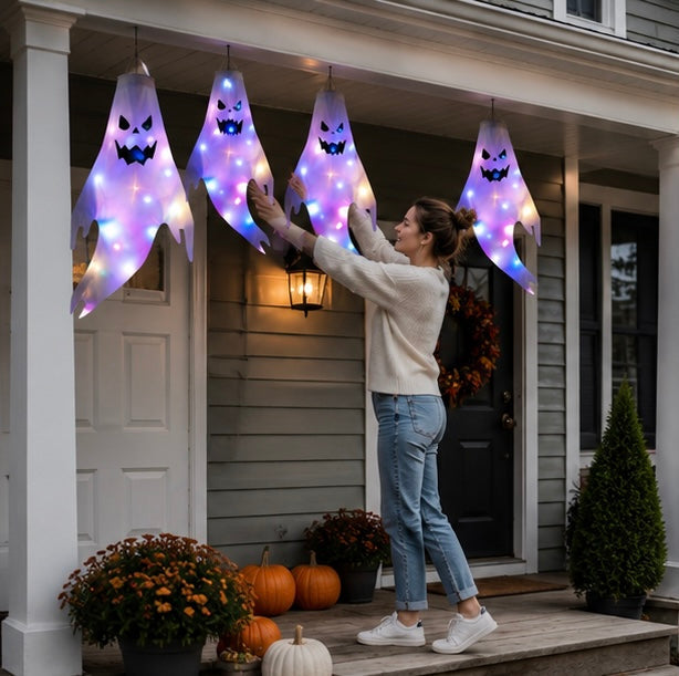 LED Illuminated Spirit Windsock Decorations for Outdoor Yards and Indoor Displays – Festive October Hanging Accents | Thomler