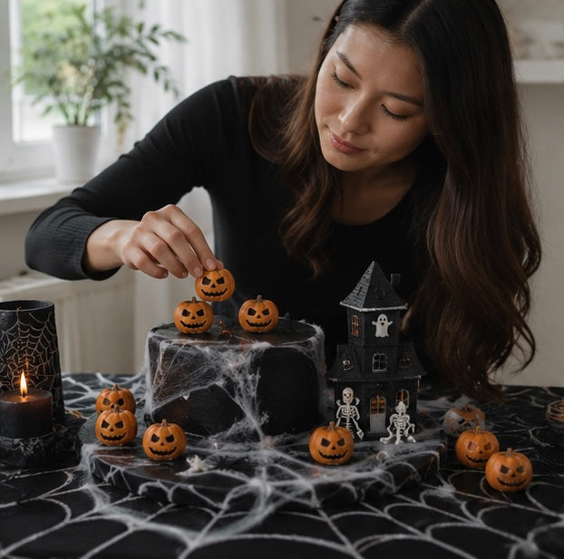 Tiny Jack-o'-Lantern Figures — Orange Resin Grinning Pumpkin Accents for Seasonal Tablescapes, Fairy Gardens & Festive Halloween Craft | Thomler