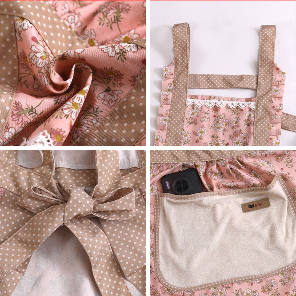 Floral Cotton Kitchen Apron with Pockets – Waterproof & Oil-Resistant for Cooking, Baking & Everyday Meal Prep | Thomler