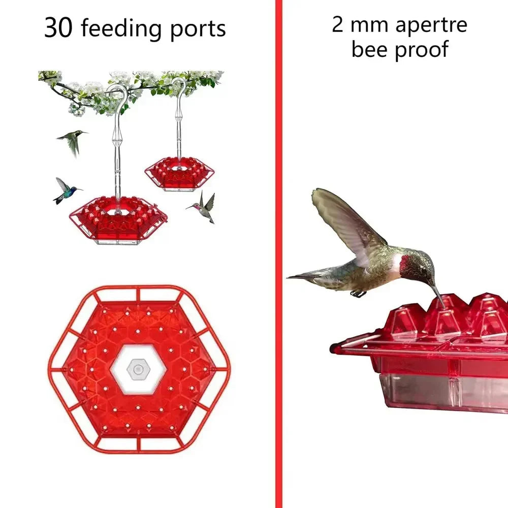 Hummingbird Feeder with Ant Moat for Outdoor Garden – 30 Flower Ports, Weather Resistant, Easy Fill Design for Backyard Bird Feeding | Thomler