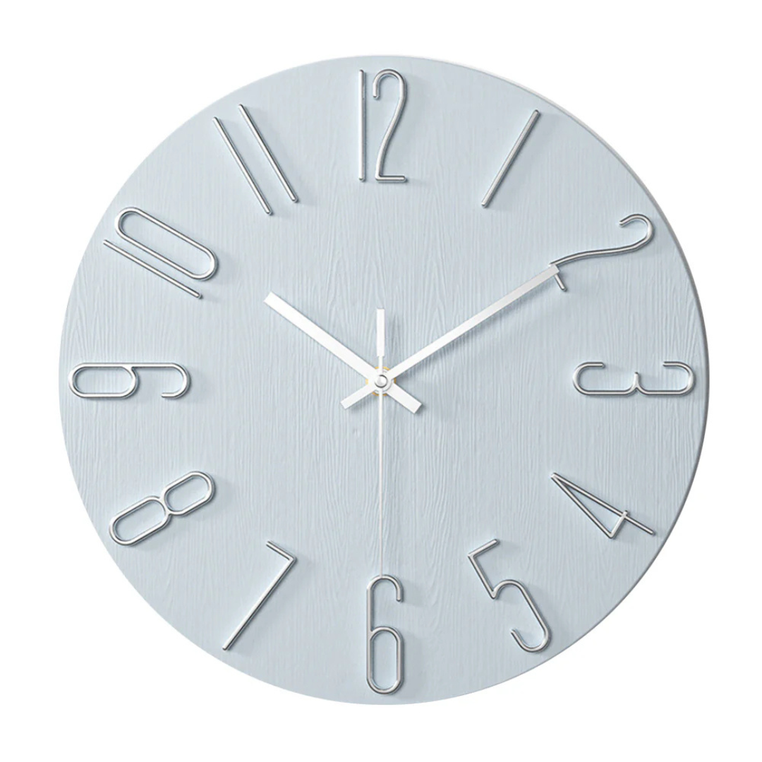 Wall Clock Plastic 30.0 cm Brown Silent Quartz Living Room Bedroom Minimalist Scandinavian Home Office Timepiece | Thomler