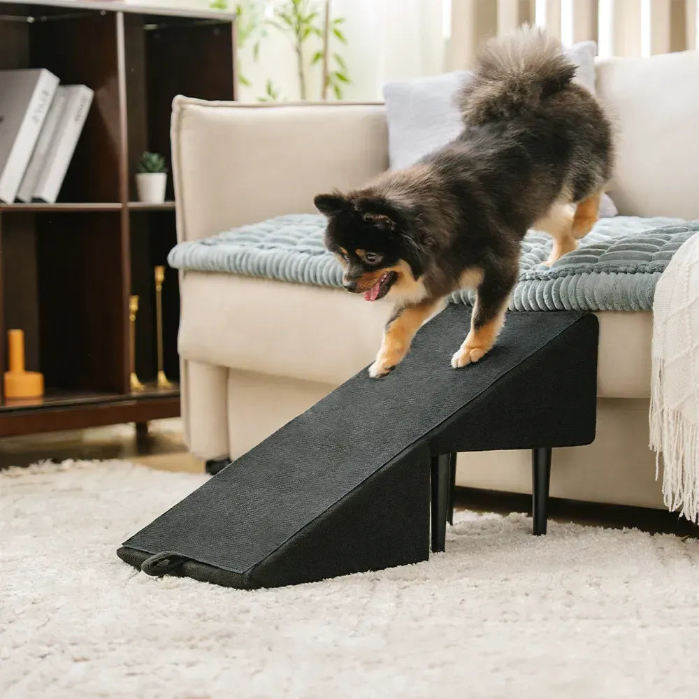 Pet Stairs with Anti-Slip Tread – Foldable 2-in-1 Ramp for Small Dogs, Seniors & Short Breeds – Velvet-Covered Step Platform for Couch & Bed | Thomler