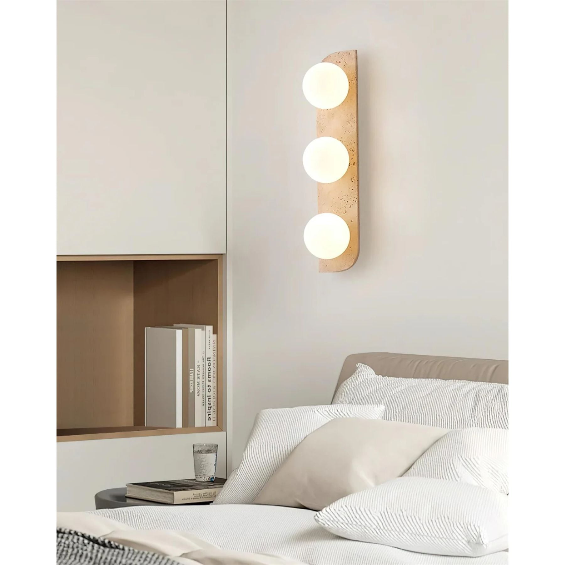 Wall Lamp Travertine Glass G9 Beige Living Room Hallway Bathroom Minimalist Japandi Ambient Lighting | Thomler