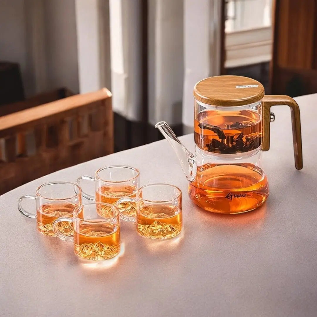 Teapot Borosilicate Glass 740 ml 26.0 fl oz Tea Brewing Magnetic Filter Wooden Handle Loose Leaf Herbal Tea Pot | Thomler