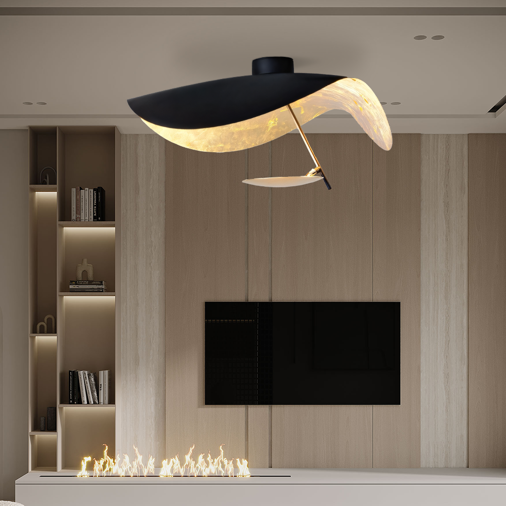 Pendant Light Metal 17W 11 in Black White Living Room Dining Room Bedroom LED Ceiling Lamp | Thomler