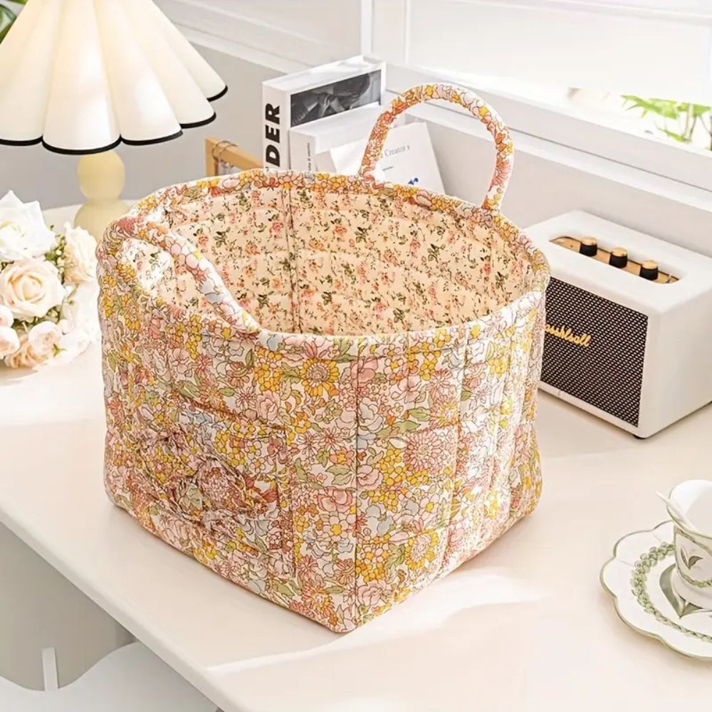 Fabric Storage Bin with Botanical Print – Collapsible Organizer for Closet, Shelf & Dresser – Lightweight Canvas Cube for Shoes, Linens & | Thomler
