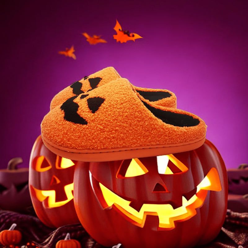 Festive Ghost & Jack-O'-Lantern Indoor Slippers for Halloween – Plush Memory Foam Comfort Footwear | Thomler