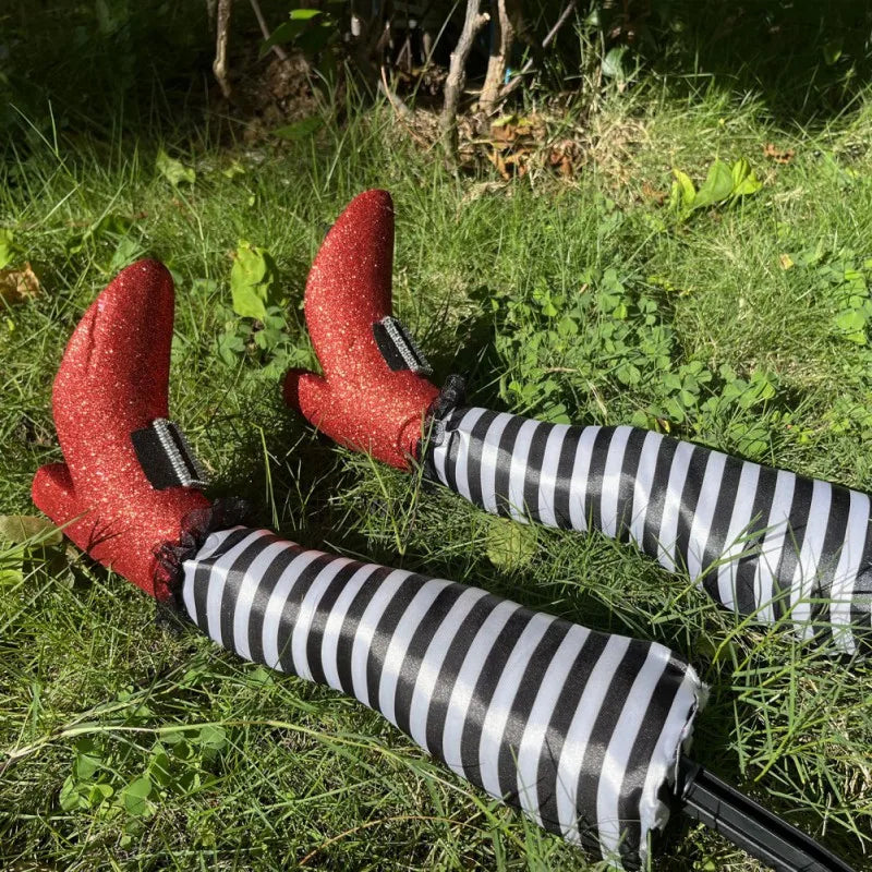 Spooky Inverted Sorceress Leg Stakes – Set of 2 Yard Ornaments with Ground Anchors for Lawn & Garden Halloween Display | Thomler