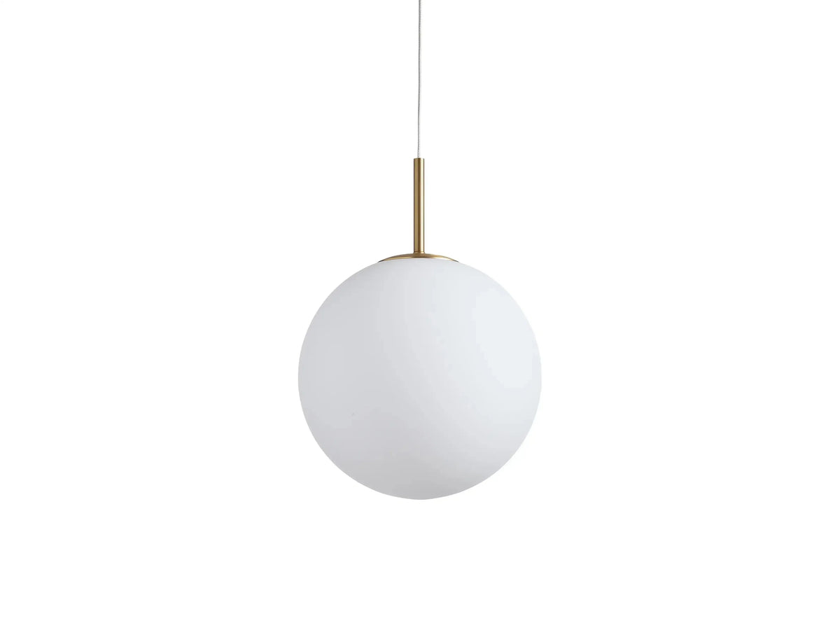 Handblown Glass Globe Pendant Light with Brushed Brass Finish and Integrated LED for Kitchen Island, Dining Room, Entryway, and Bedroom | Thomler