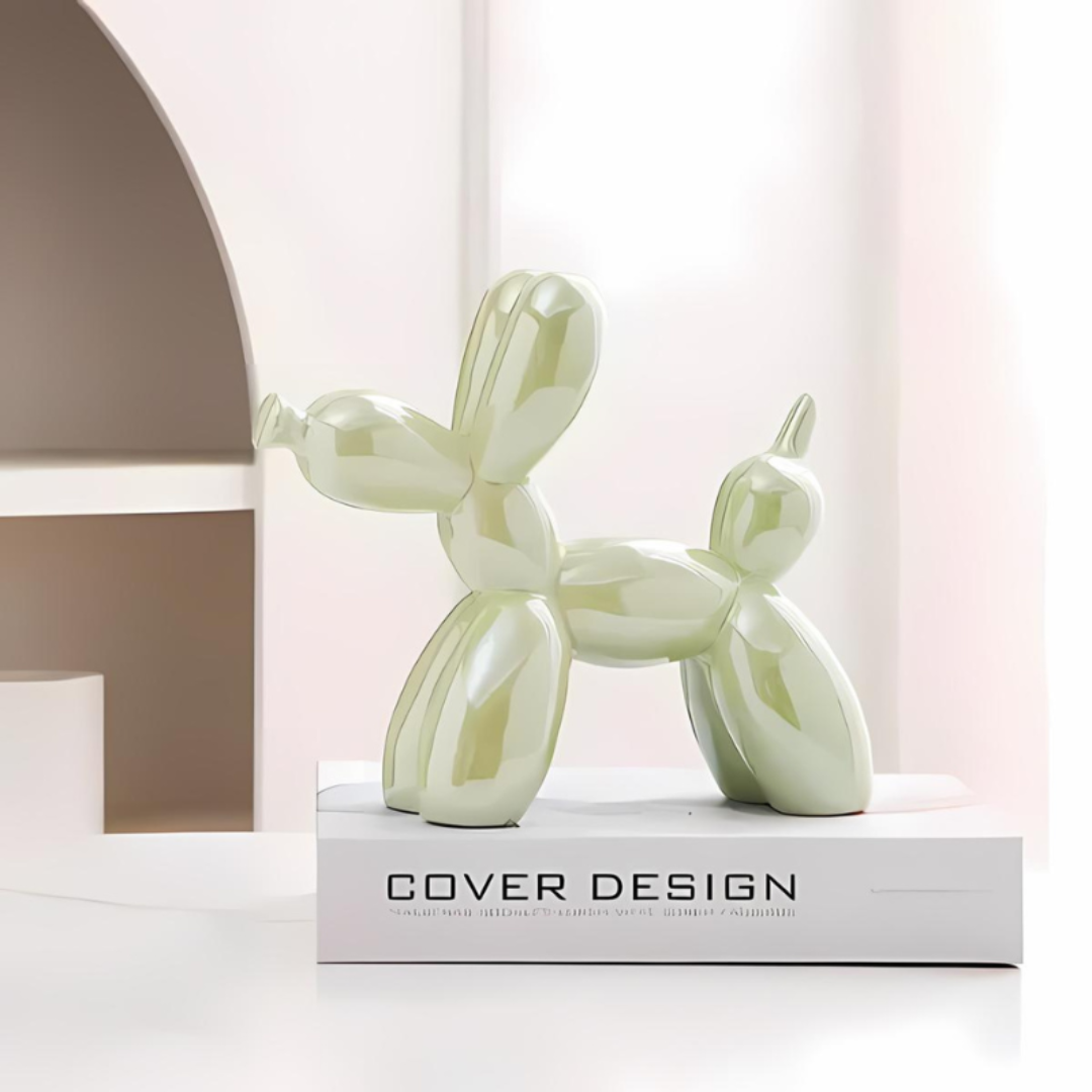Ceramic Balloon Dog Sculpture – Glossy Tabletop Art Accent for Shelves, Mantels & Desks – Pop Art Style Home Decor Statement Piece | Thomler