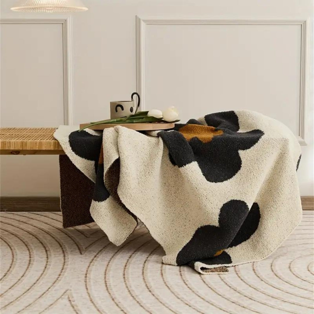 Hand-Knit Floral Throw Blanket – Cozy Layer for Sofa, Bed & Year-Round Comfort | Thomler