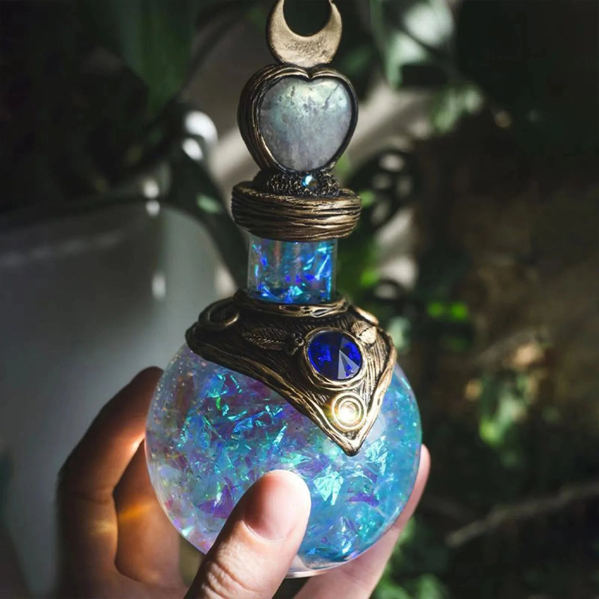 Celestial Elixir Vial Figurine – Fantasy Resin Ornament with Ocean-Inspired Shimmer for Shelf & Desk Décor | Thomler