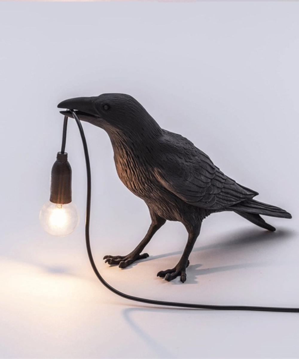 Raven Sculpture Table Lamp with Bulb Holder – Decorative Bird Accent Light for Living Room, Bedroom & Office Spaces | Thomler