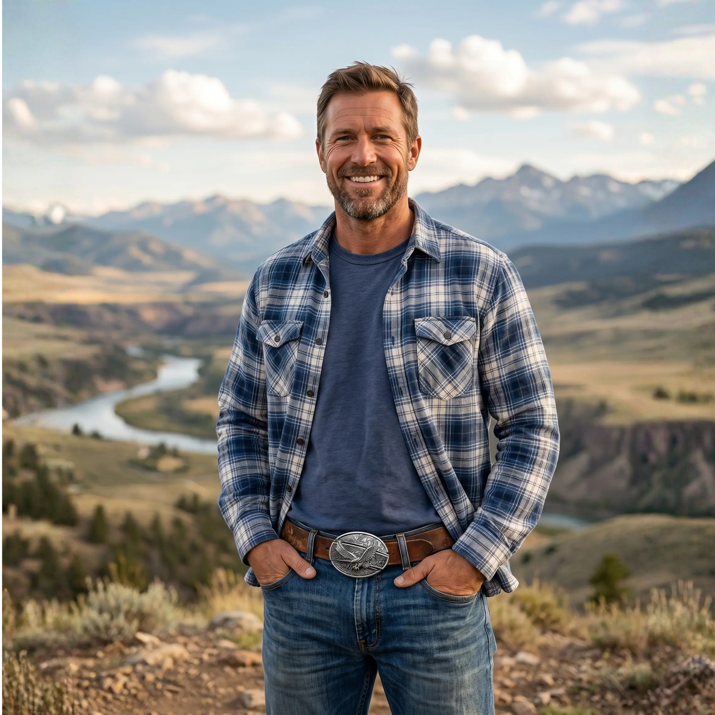 Western Engraved Zinc Alloy Accessory for 1.5 in Straps with Concealed Utility Tool for Men | Rodeo Ranch Rider Apparel | Thomler