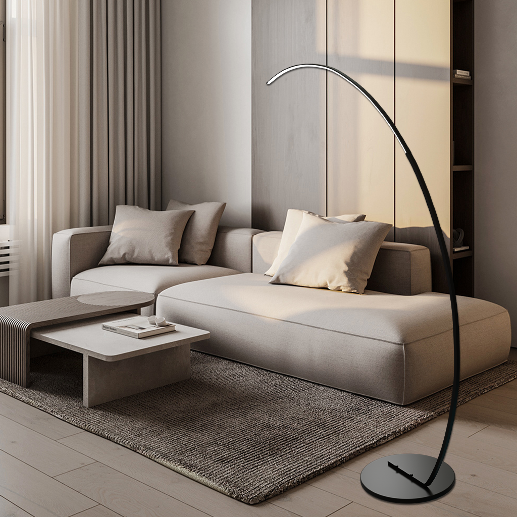 Floor Lamp Aluminum Arc 63.0 in Dimmable LED Living Room Bedroom Modern Standing Light Adjustable Color Temperature | Thomler