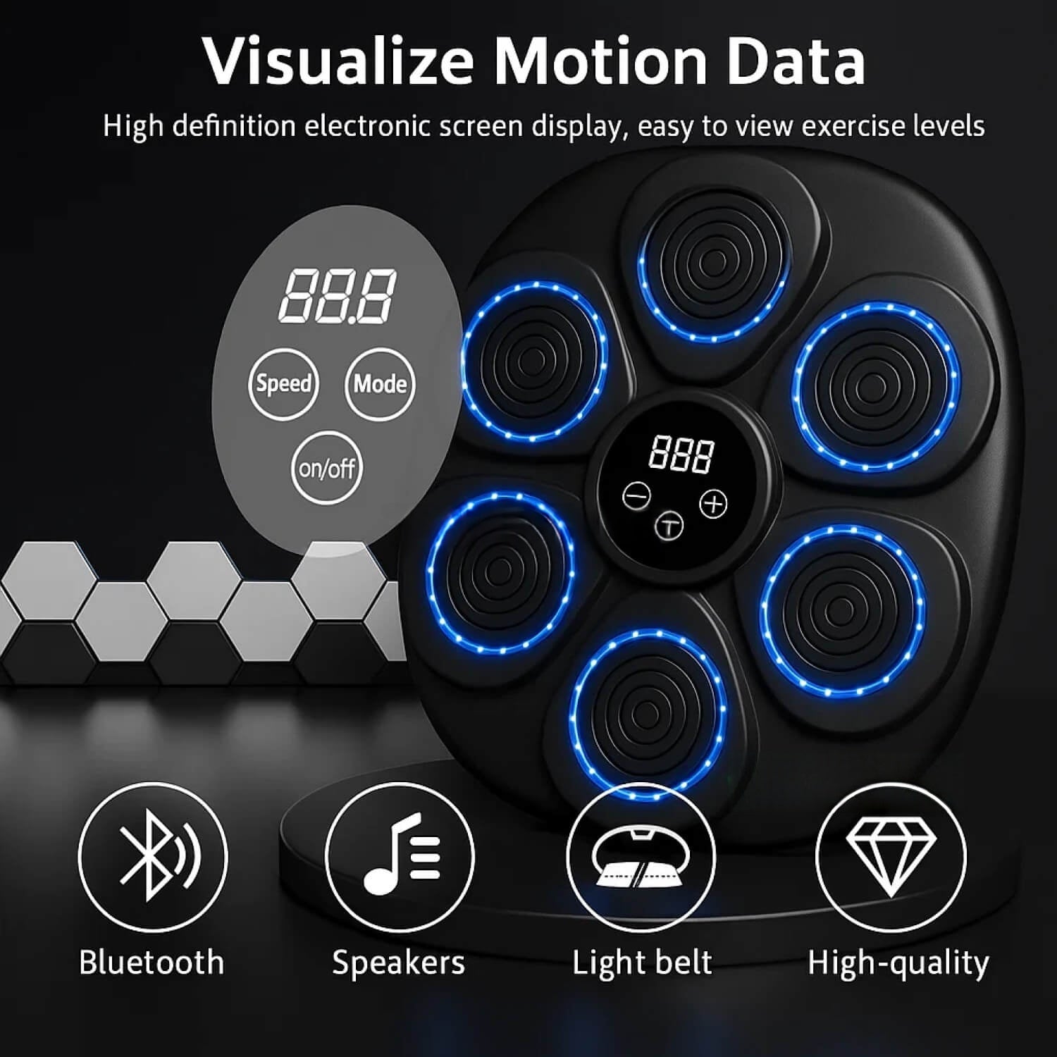 Interactive Rhythm Boxing Trainer with Light-Up Targets & Music Sync for Home Workouts, Cardio & Strength Training | Thomler