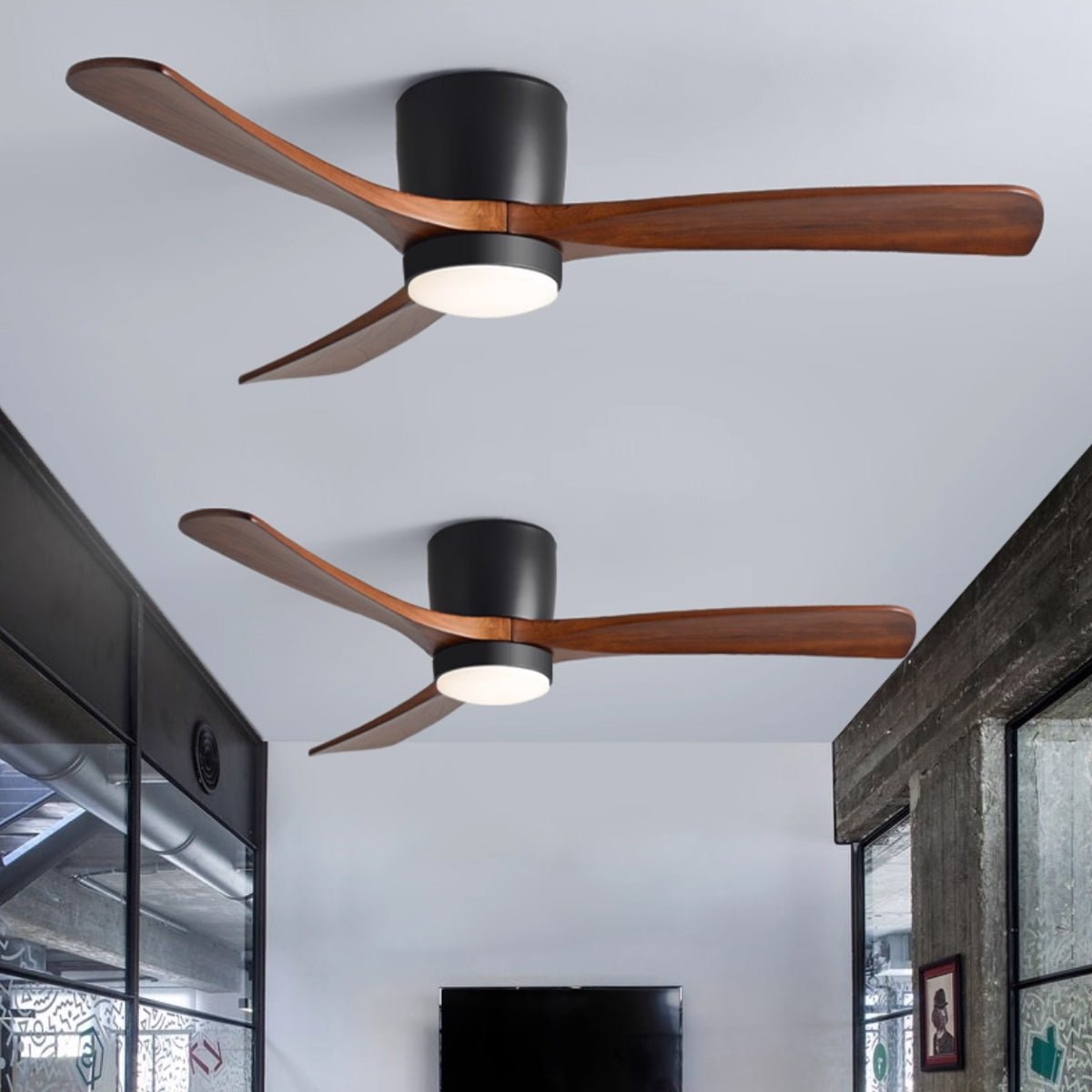 Nordic Ceiling Fan Light 42 in Solid Wood Blades LED Bedroom Living Room Quiet DC Motor Modern Ceiling Fan | Thomler