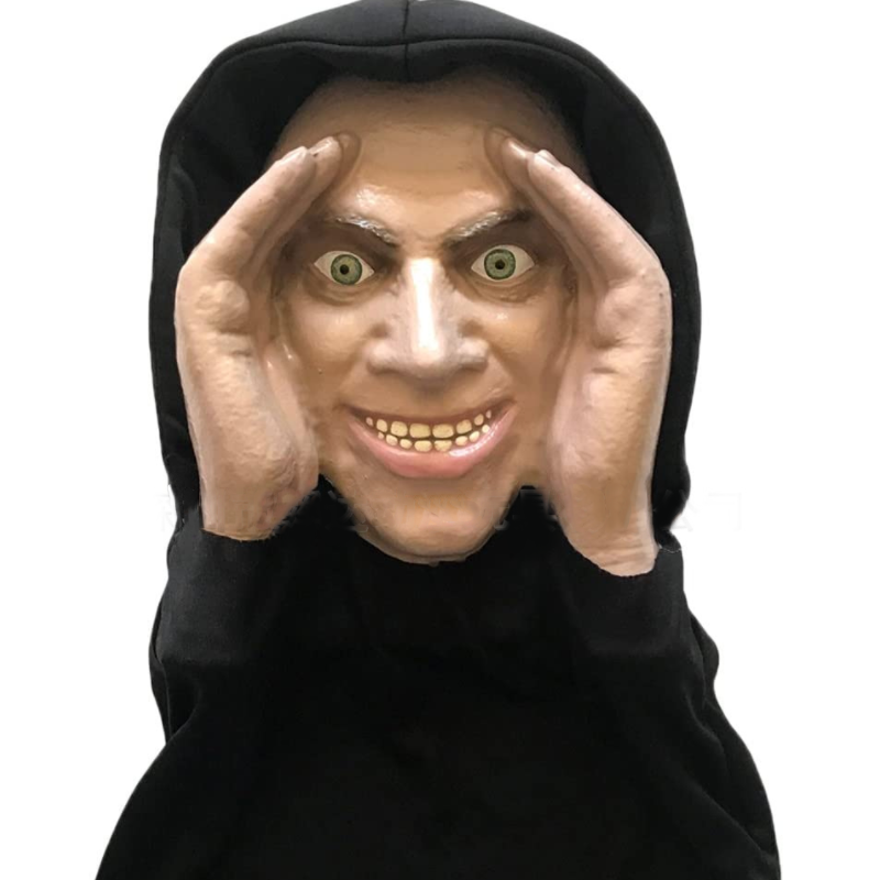 Eerie Hooded Face Window Cling with Cupped Hands – Life-Size Peeping Stranger Prop for Halloween Pranks & Home Scares | Thomler