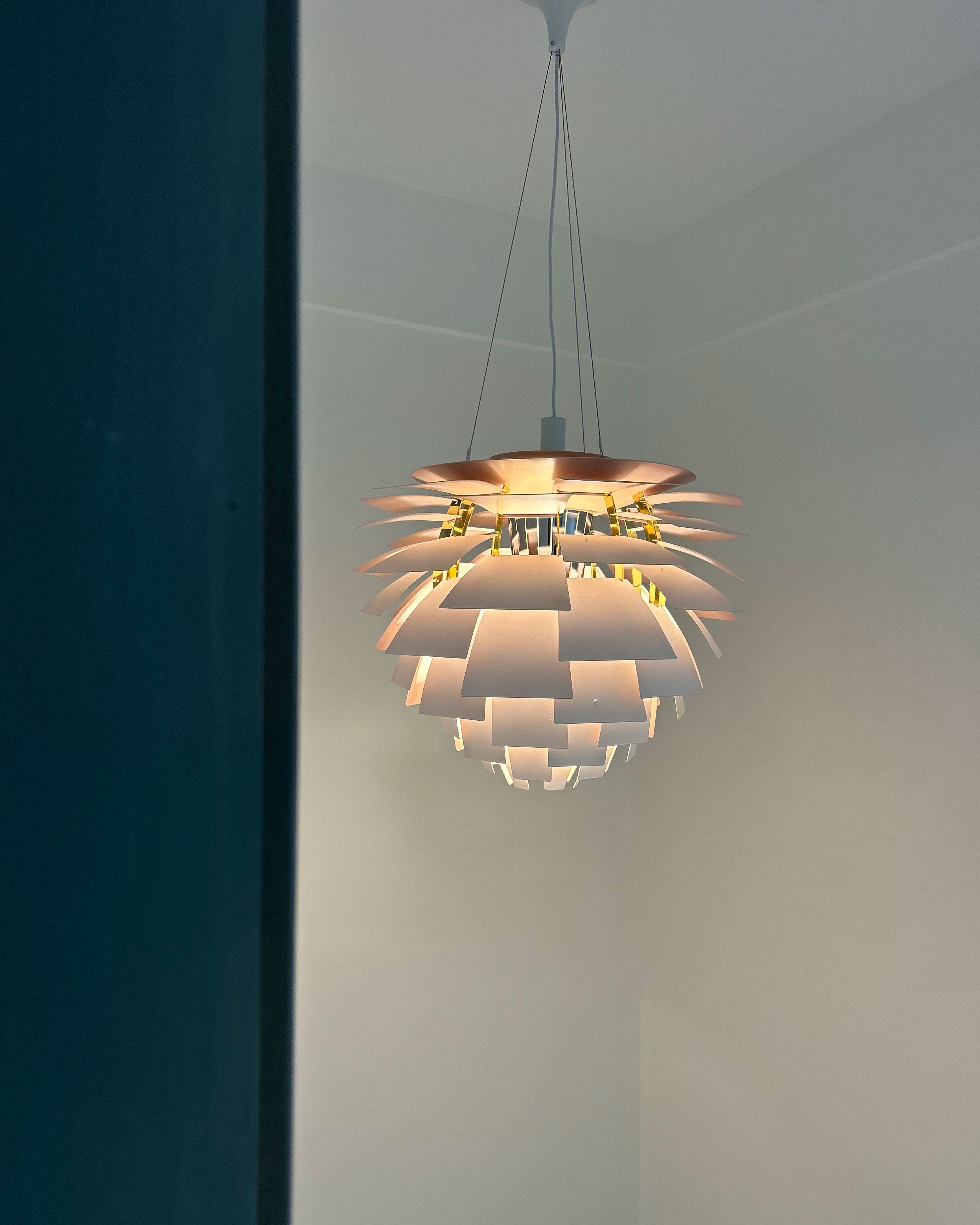 Pendant Light Metal 48.0 cm 18.9" Warm White Dining Room Adjustable Hanging Ceiling Lamp Pinecone Style E27 | Thomler