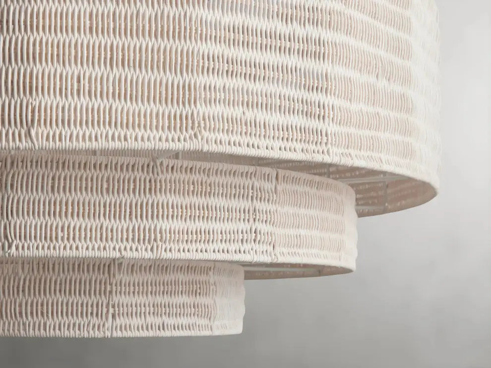 Woven Rattan Ceiling Chandelier with Layered Dome Shade – 28 or 40 Inch Natural Boho Pendant Light for Dining Room, Bedroom, Living Room | Thomler