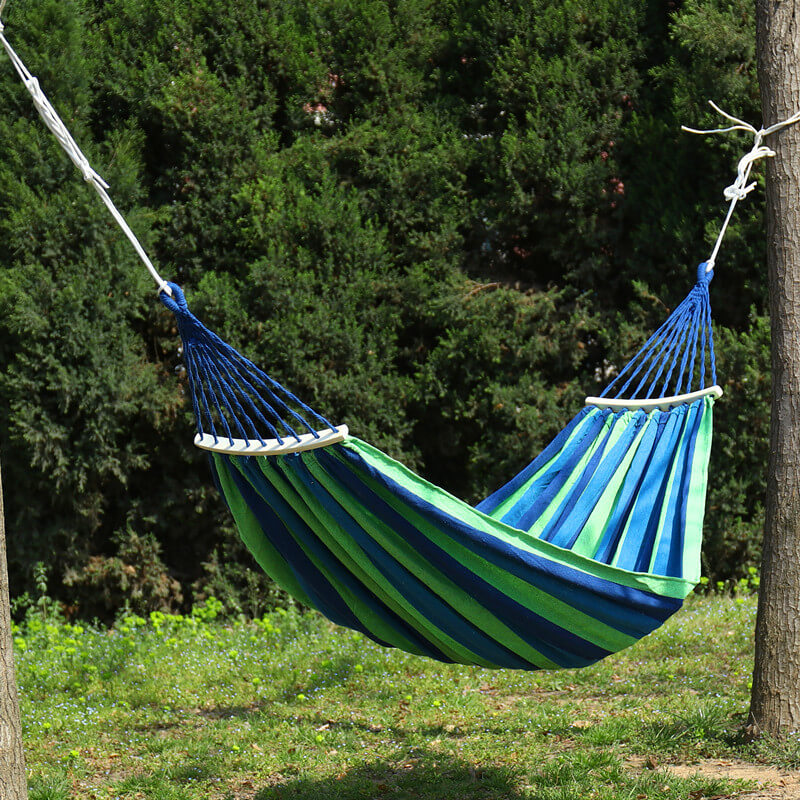 Hammock Cotton Blend 260.0 cm Portable Garden Balcony Camping Relaxation Swing Bed With Storage Bag Anti Tilt Design | Thomler