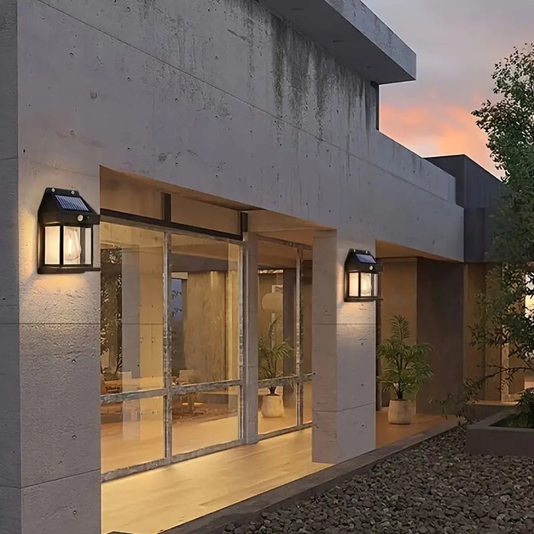 Solar Motion Sensor Wall Light for Outdoor Garden & Patio - Wireless LED Lantern with Auto-On Dusk to Dawn Sensor | Thomler