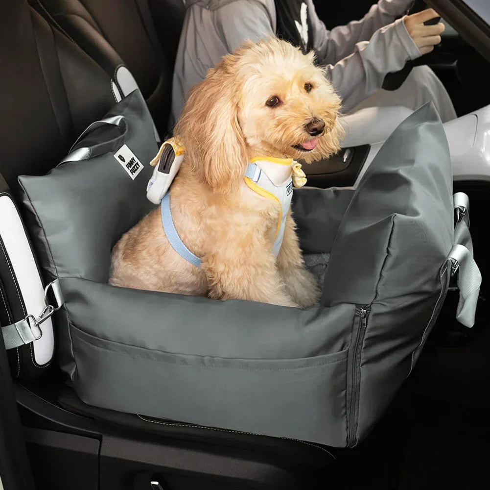 Padded Dog Car Seat Booster with Safety Harness & Side Bolsters – Waterproof Washable Pet Travel Carrier for Cars, SUVs & Travel | Thomler