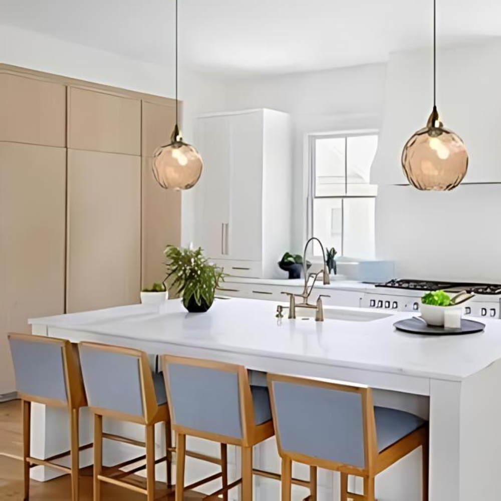 Pendant Light Ripple Glass 7.9 in Sphere Adjustable Dining Room Kitchen Hanging Ceiling Lamp Modern Nordic Minimalist Fixture | Thomler