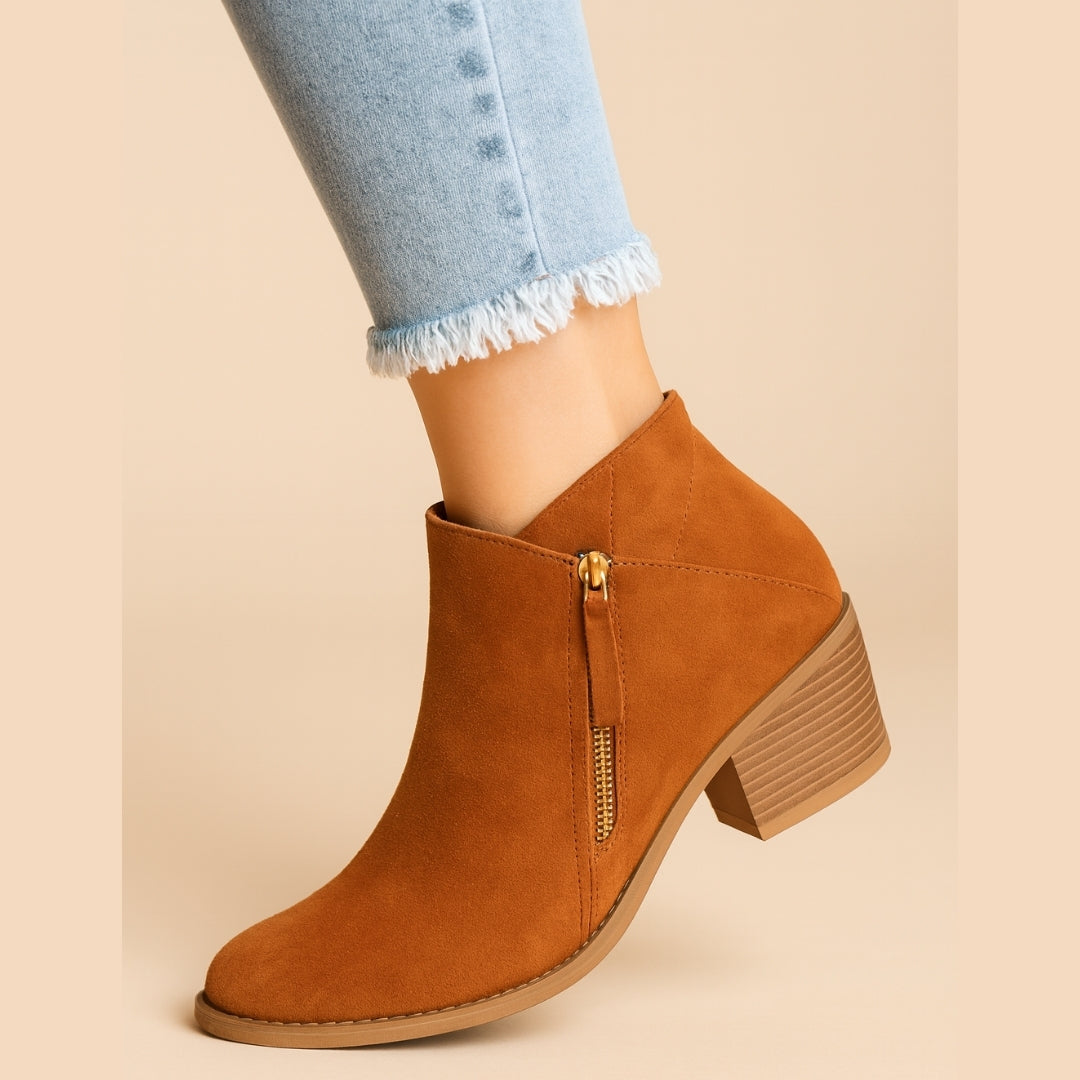 Women's Pointed-Toe Ankle Boots with Block Heel – Side Zip Bootie for Work, Casual & Evening Wear | Thomler