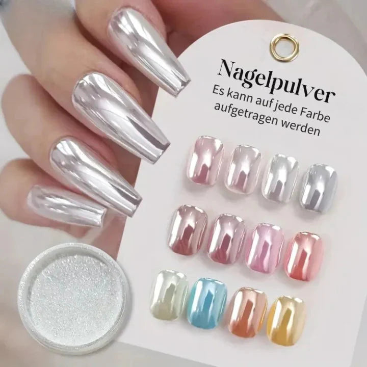 Nagelpulver Chrom Silber – Verwandelt jeden Lack in glänzendes Spiegelfinish