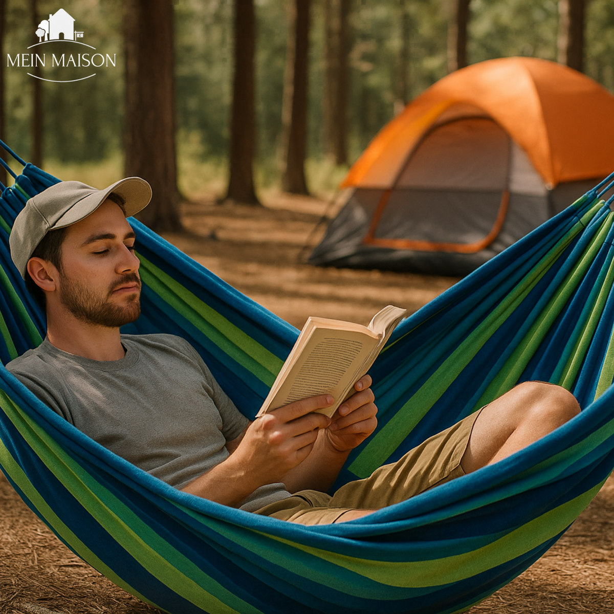 Portable Canvas Hammock with Tree Straps – 440 lb Capacity, No-Tip Design, Includes Carry Bag – Outdoor Camping & Backyard Relaxation | Thomler