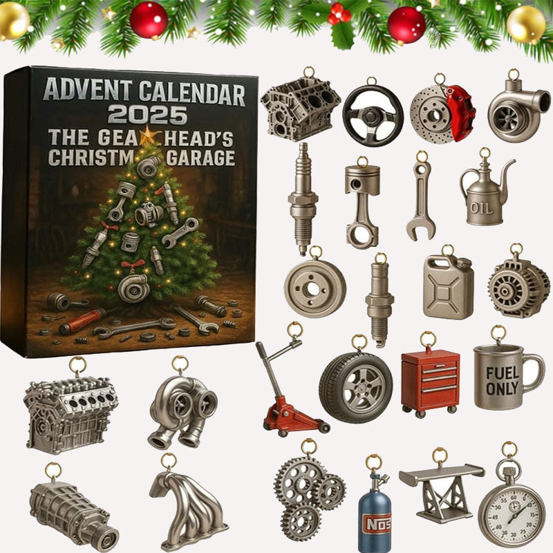 Gearhead Garage Christmas Countdown Calendar with 24 Mini Car Parts – Auto Mechanic Advent Calendar 2025 for Car Enthusiasts & Motor Lovers | Thomler