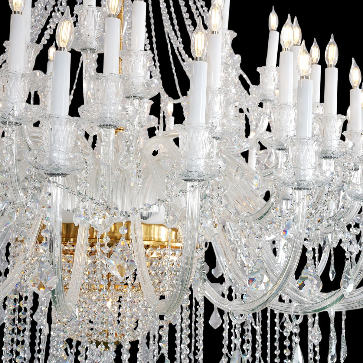 Grand Tiered Crystal Chandelier 35-90 Bulbs Dimmable LED Foyer Statement Lighting for High Ceilings Entryway Staircase Hotel Lobby | Thomler