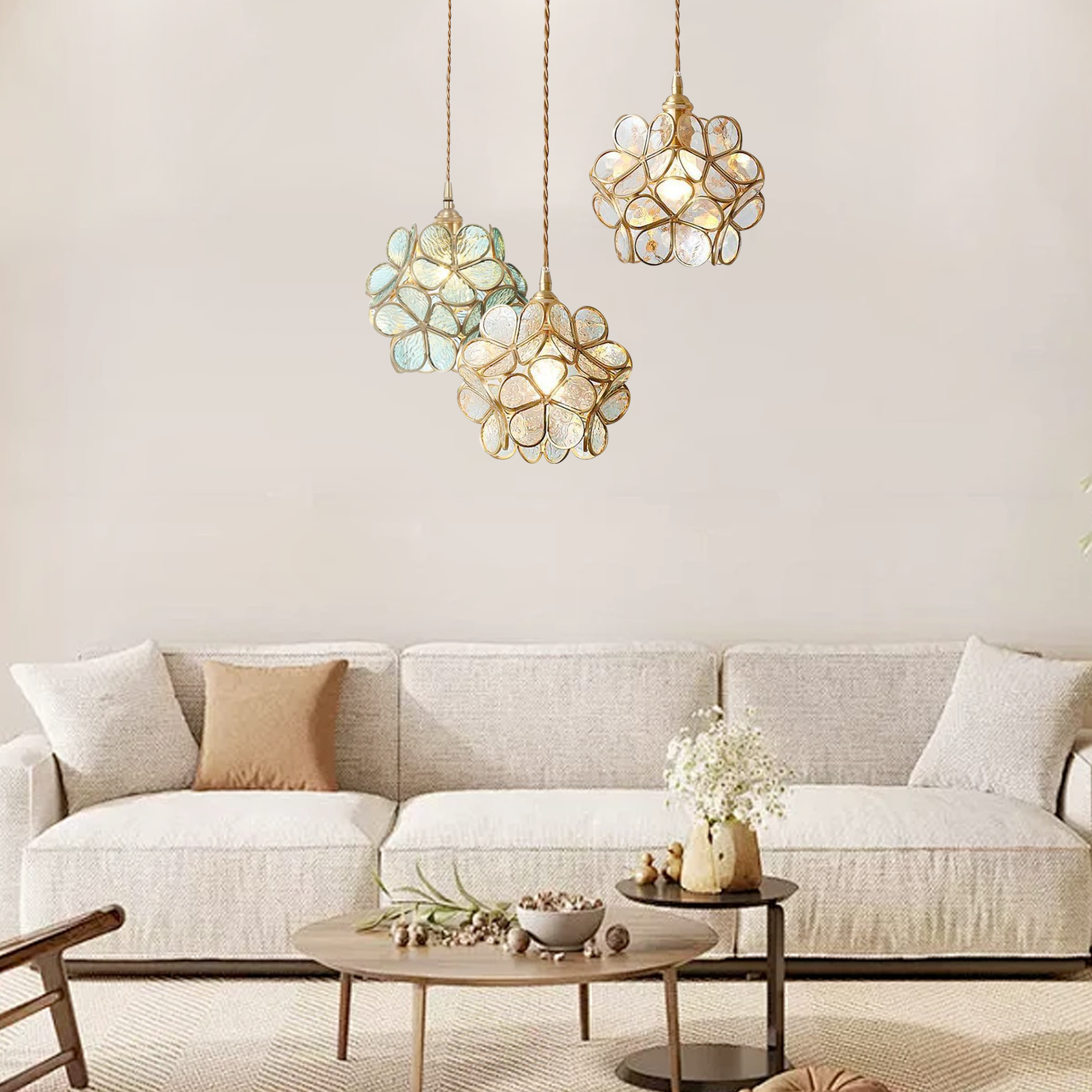 Pendant Light Glass Petal E27 Max 40W Ceiling Dining Room Bedroom Hanging Fixture Decorative Ambient Lighting | Thomler