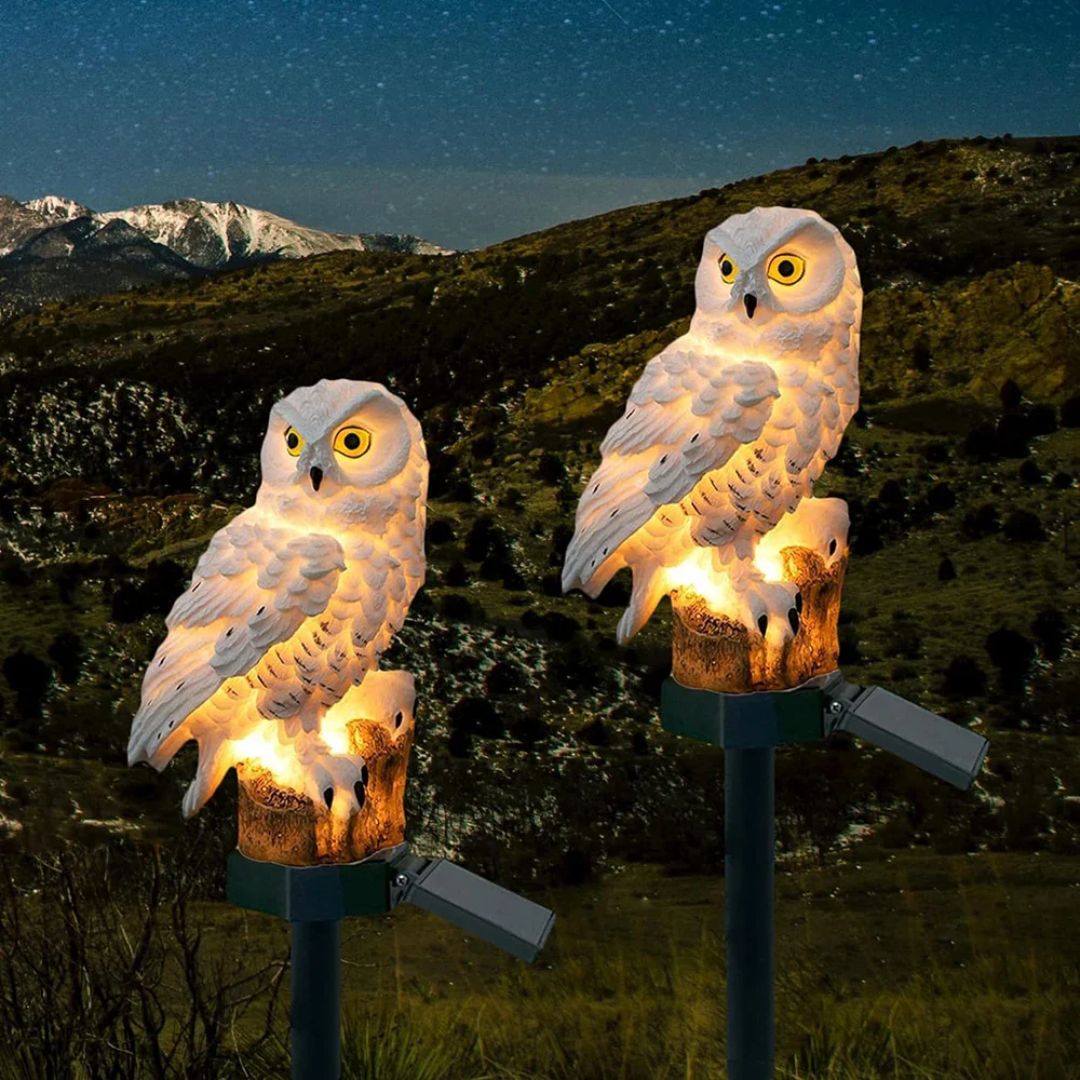 Solar Owl Stake Light for Walkways, Yard & Garden with Automatic Dusk Sensor – Cordless LED Ground Lamp for Outdoor Pathway Lighting | Thomler
