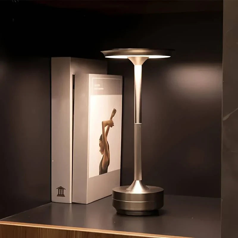 Table Lamp Aluminum 11.2 in Wireless Rechargeable Bedroom Desk Dimmable Touch Portable Ambient Lighting | Thomler