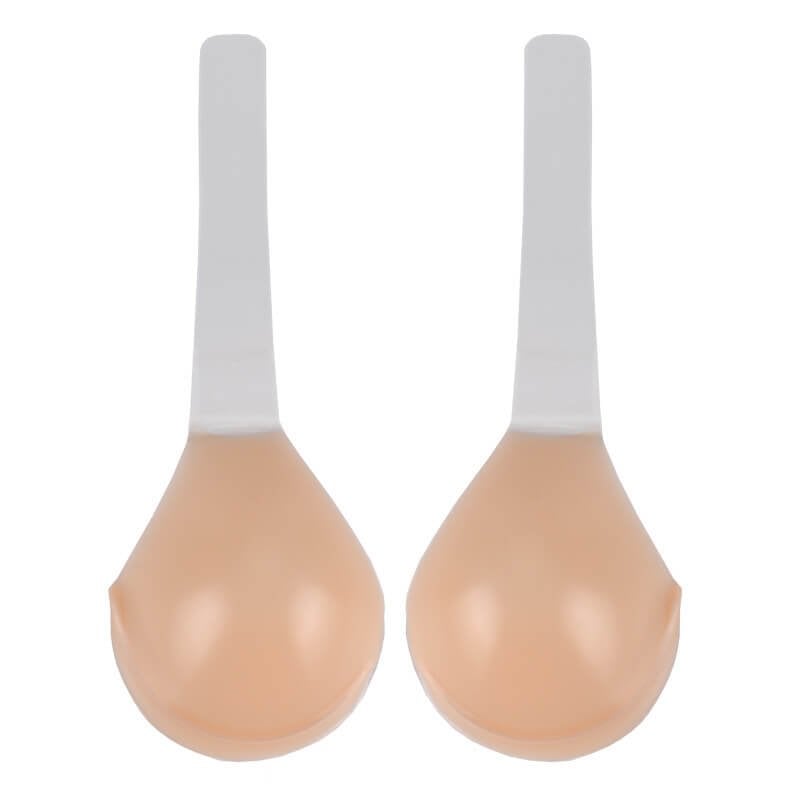 Adhesive Strapless Bra with Lift Silicone Cups Backless Plunge Neckline Transparent Adjustable Straps Reusable Skin Tone Wedding Party | Thomler