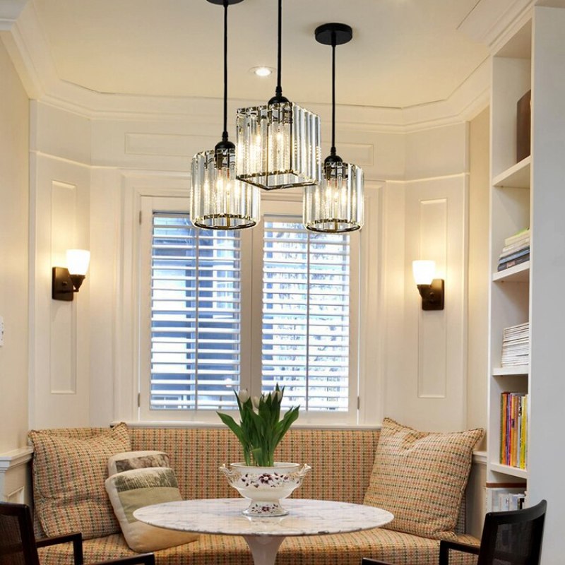Cylindrical Glass Hanging Fixture with Metal Hardware for Dining Room & Bedroom | Thomler