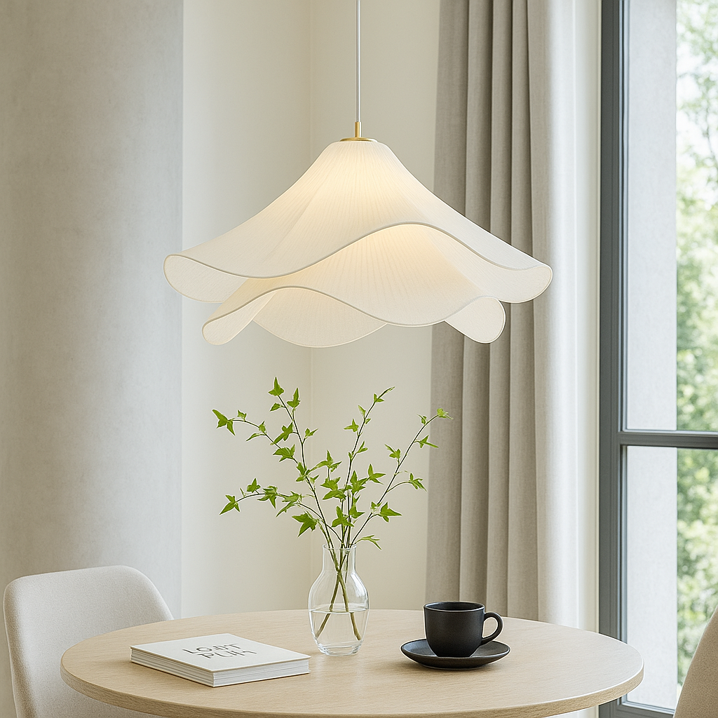 Pendant Light Fabric Metal 40.0 cm Dining Room Soft Layered Petal Hanging Ceiling Lamp | Thomler