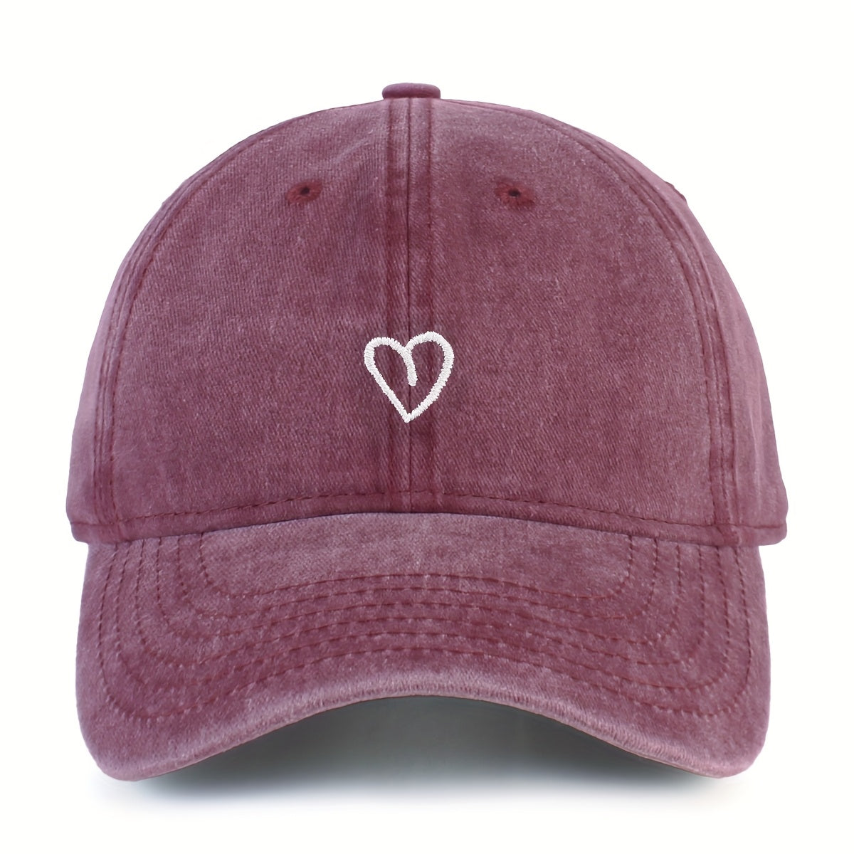 Embroidered Heart Baseball Cap for Women Adjustable Vintage Washed Cotton Dad Hat Summer | Thomler