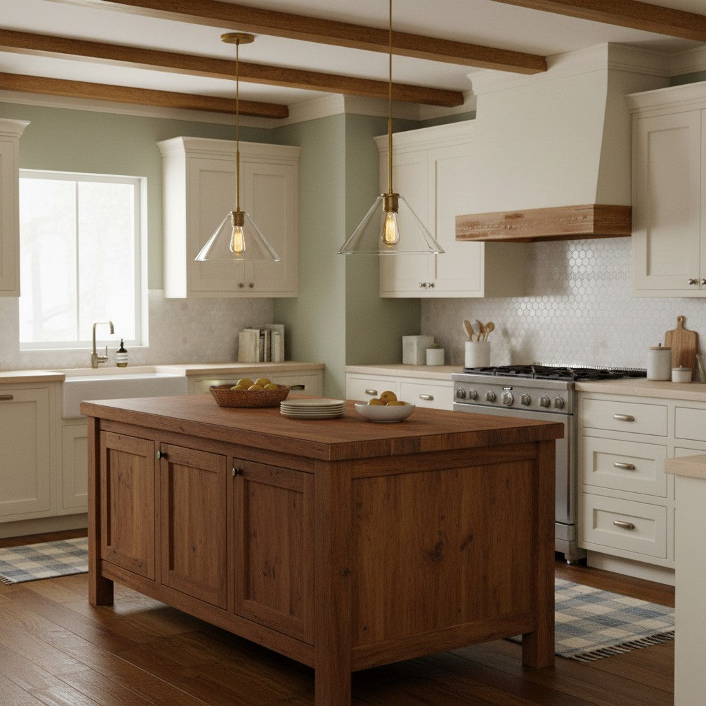Tapered Glass Hanging Fixture with Metal Hardware for Island Dining Bar Overhead Lighting Home Kitchen | Thomler
