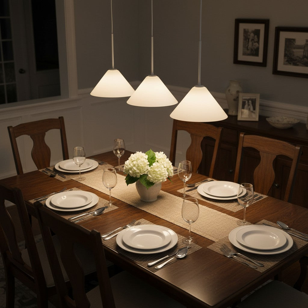 Tapered Glass Hanging Fixture with Metal Hardware for Island Dining Bar Overhead Lighting Home Kitchen | Thomler