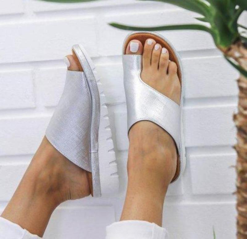 Women's Toe-Post Slip-On Sandals Foam Cushion Flat Comfort Footbed Faux Leather Open-Toe Summer Everyday | Thomler
