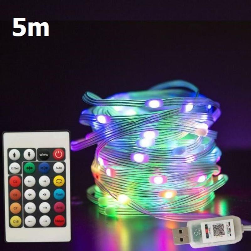Color-Changing LED String Lights with Remote Control & Music Sync Mode for Indoor & Outdoor Use | Thomler