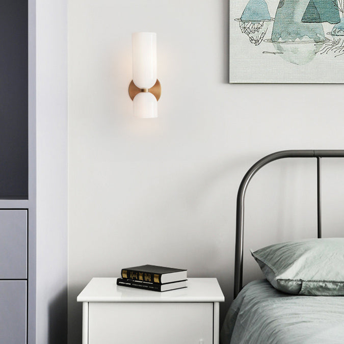 Wall Lamp Glass Cylinder E12 Hardwired Indoor Bedroom Living Room Modern Sconce Accent Lighting Fixture | Thomler