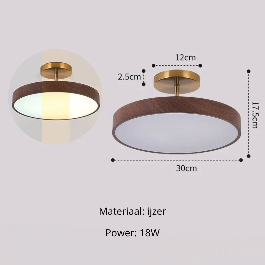 Ceiling Light Wood-Look 40.0 cm Semi-Surface Mount Living Room Bedroom Dining Room Warm LED Lighting | Thomler