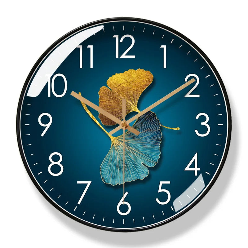 Silent Flower Wall Clock with Botanical Dial Design - Quiet Sweep Movement - Glass Cover & Metal Hands - Non-Ticking Timepiece | Thomler