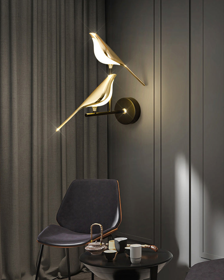 Wall Lamp Metal Bird Design 28.0 cm Black Gold Bedroom Hallway Decorative LED Accent Light Artistic Indoor Sconce | Thomler