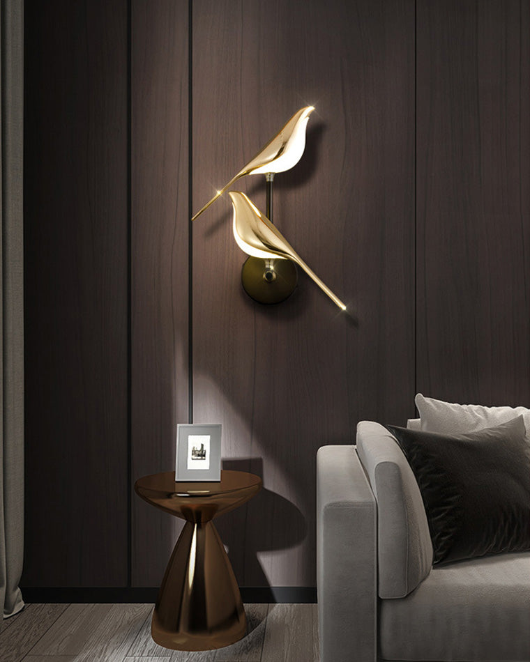 Wall Lamp Metal Bird Design 28.0 cm Black Gold Bedroom Hallway Decorative LED Accent Light Artistic Indoor Sconce | Thomler