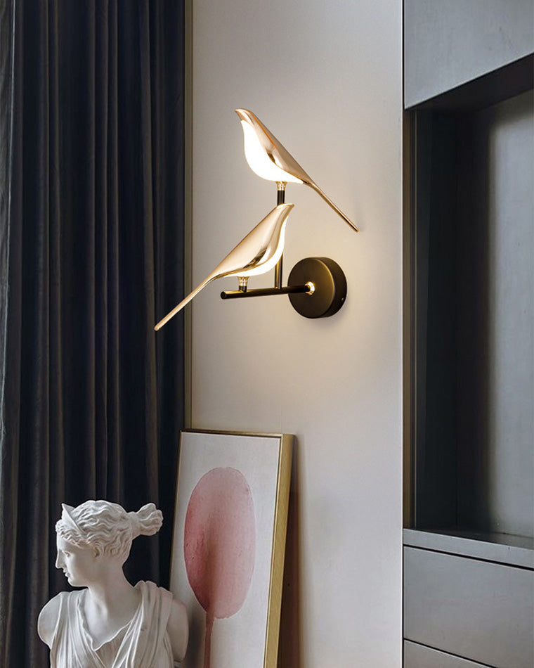 Wall Lamp Metal Bird Design 28.0 cm Black Gold Bedroom Hallway Decorative LED Accent Light Artistic Indoor Sconce | Thomler